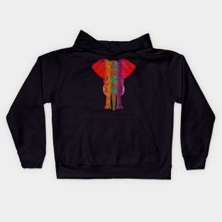 Rainbow Red Elephant on Black V.2 Kids Hoodie